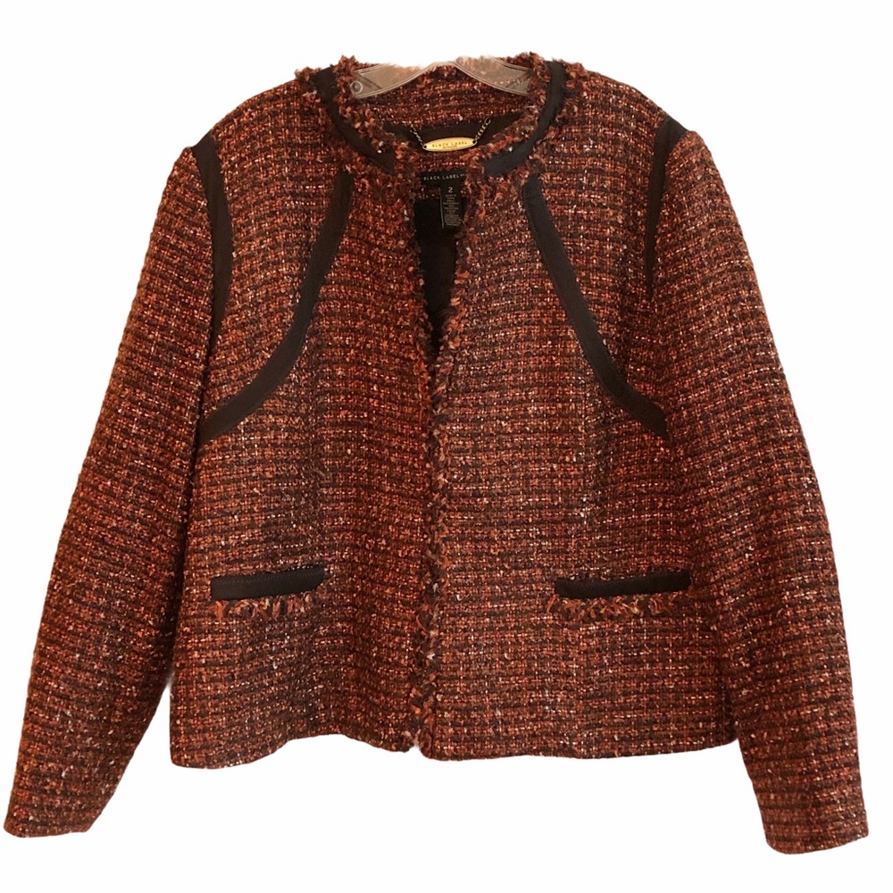 Chico’s Black Label Rust Metallic Tweed Jacket 12
